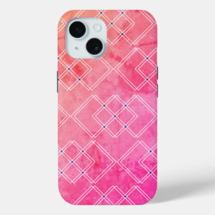 Red Marble and Square Layers iPhone 15 Case