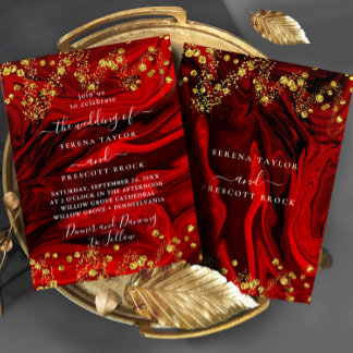 Red Marble Elegant Wedding Invitation