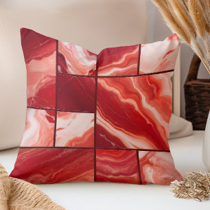 Red Marble Geometric Art Cushion