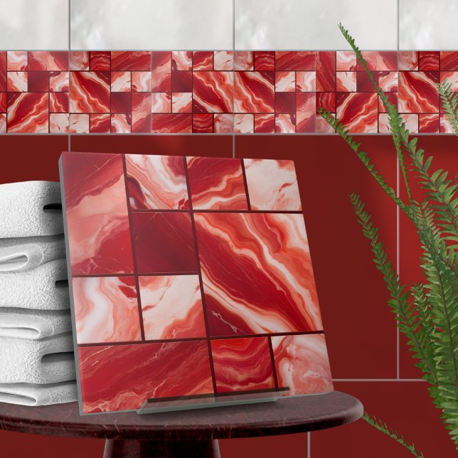 Red Marble Geometric Art Tile (Creator Uploaded)