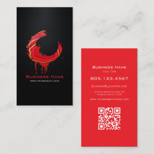 Red Marble Gold Accents Paint Swirl • Custom Business Card