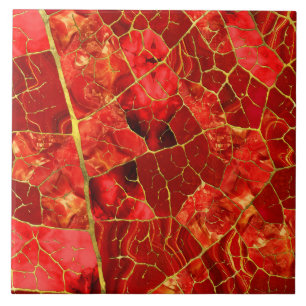 Red  Marble Leaf Tile