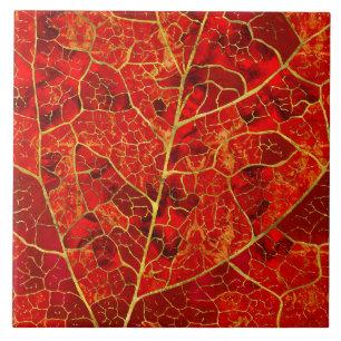 Red  Marble Leaf Tile