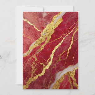Red Marble Pattern with Gold Invitation
