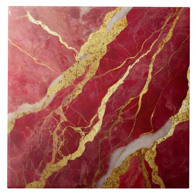 Red Marble Pattern with Gold Tile (Front)