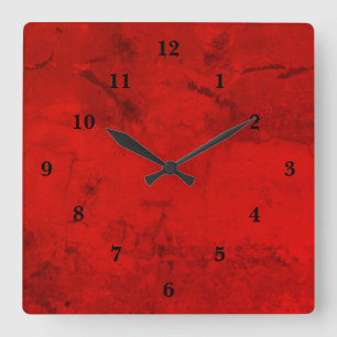 Red marble , rainbow-art square wall clock
