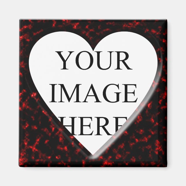 Red Marble Square Frame with Heart Magnet (Front)