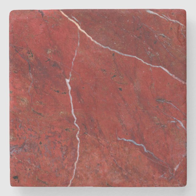 Red Marble Stone Modern Elegant Stylish Stone Coaster (Front)