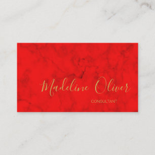 Red Marbled Modern Stylish Gold Coloured Business Card