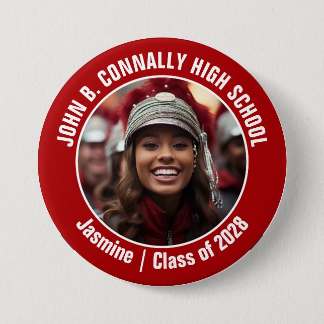 Red Marching Band Photo High School Spirit 7.5 Cm Round Badge (Front)