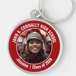 Red Marching Band Photo High School Spirit Key Ring