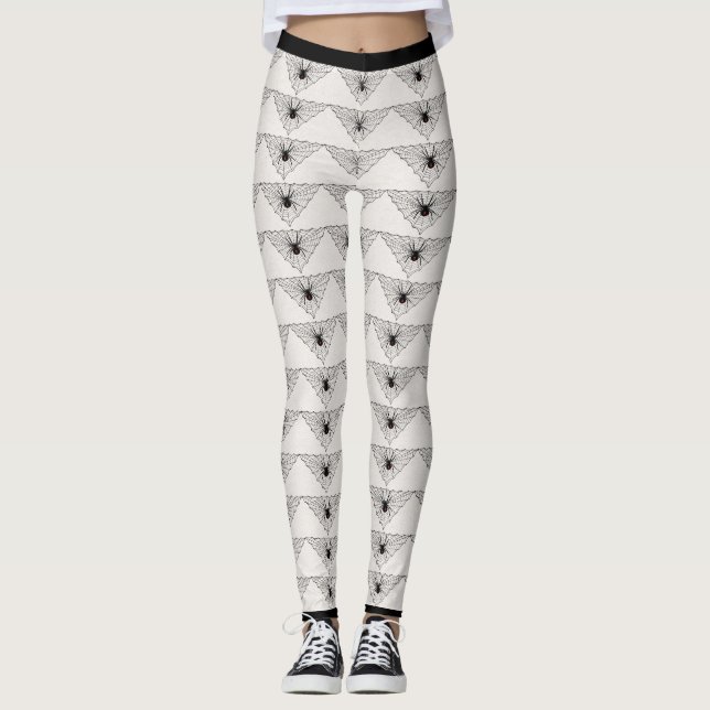 Red Marked Black Widow Spider in Triangle Web Leggings (Front)