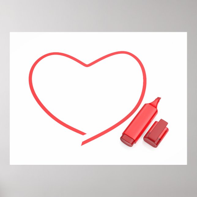 Red marker and red heart poster (Front)