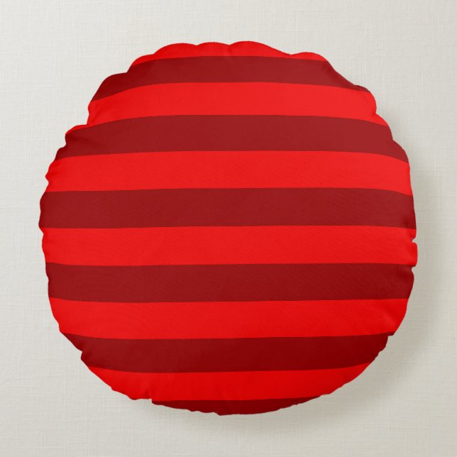 Red Maroon Stripes Design Round Cushion (Front)