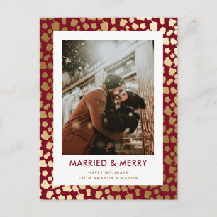 Red Married and Merry Christmas Photo Postcards