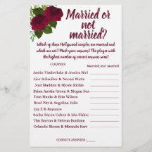 RED MARRIED OR NOT MARRIED SHOWER GAME CARD