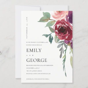 RED MARSALA ROSE FLORAL WE TIED THE KNOT CARD