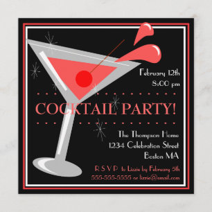 Red Martini Cocktail Party Invitation