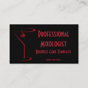 Red Martini Logo Mixologist Business Card