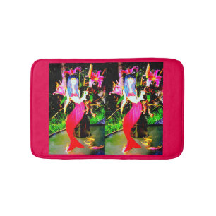 red martini mermaids bath mat