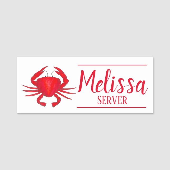 Red Maryland Crab Seafood Shack Restaurant Name Tag (Front)