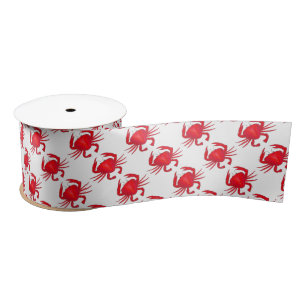 Red Maryland Hard Shell Crab Beach Ocean Seafood Satin Ribbon