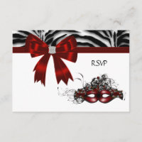 Red Mask Masquerade Party Sweet 16 RSVP
