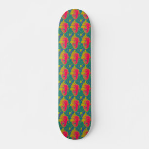 red masks on green skateboard