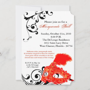 Red Masquerade Ball Mask Costume Halloween Part Invitation