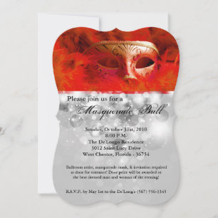 Red Masquerade Ball Mask Costume Halloween Part Invitation