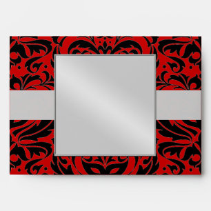 Red Masquerade Black Damask Halloween Envelope