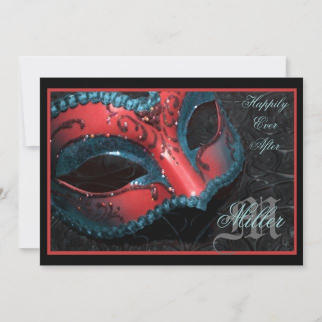 Red Masquerade Renaissance Wedding Invitation (Front)