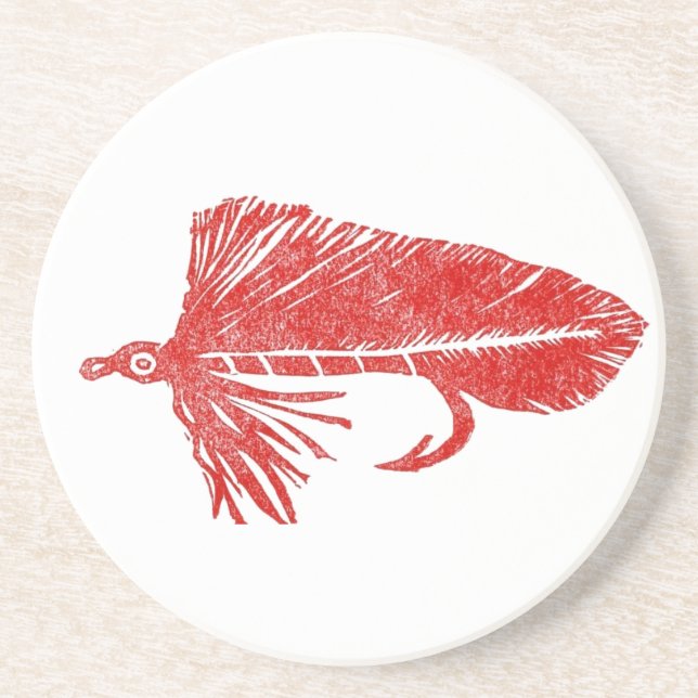 Red Matuka Streamer Trout Fly Coaster (Front)