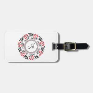 Red May lily ring Personalised Monogram Initial Luggage Tag