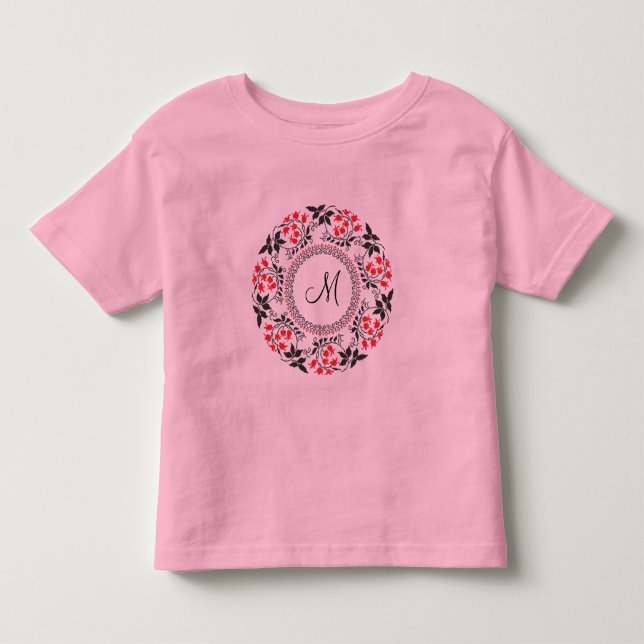 Red May lily ring Personalised Monogram Initial Toddler T-Shirt (Front)