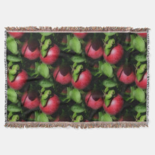Red McIntosh Apples Nature Art Pattern Throw Blanket
