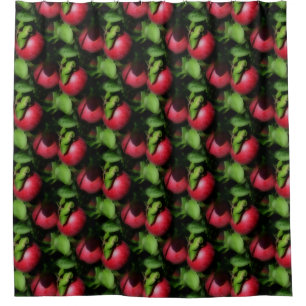Red McIntosh Apples On Tree Nature Pattern  Shower Curtain
