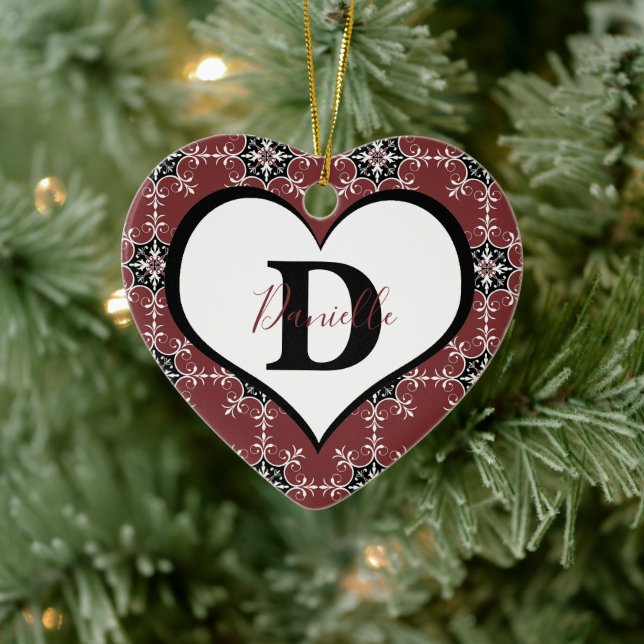 Red medallion personalised ceramic tree decoration (Tree)
