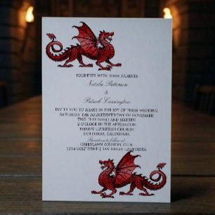 Red Mediaeval Dragon Wedding Invite