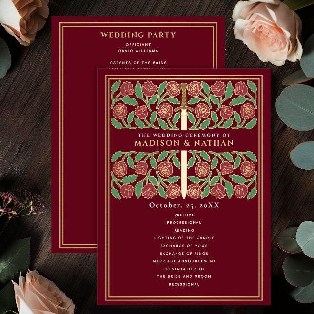 Red Mediaeval Gold Floral Sword Royal Wedding Programme (Creator Uploaded)