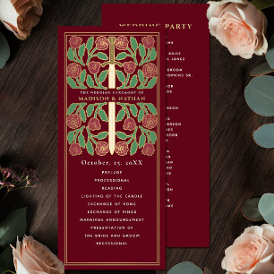 Red Mediaeval Gold Floral Sword Royal Wedding Programme
