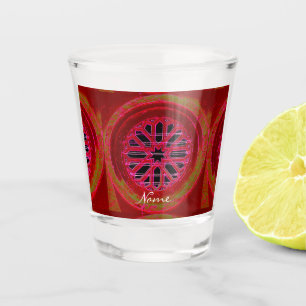 Red mediaeval window mandala Thunder_Cove Shot Glass