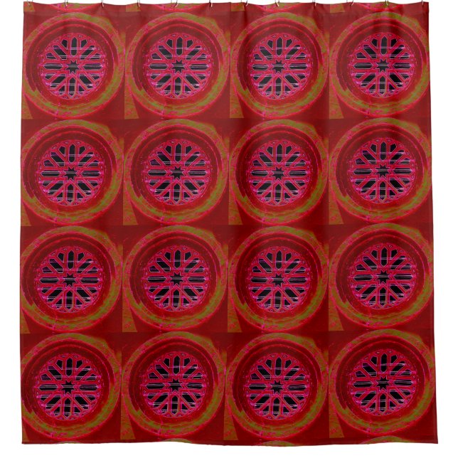 red mediaeval windows shower curtain (Front)