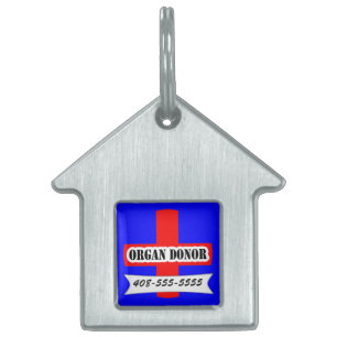 Red Medic Alert Organ Donor Pet Name Template Pet  ID Tag