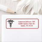 Red Medical Caduceus Doctor Return Address