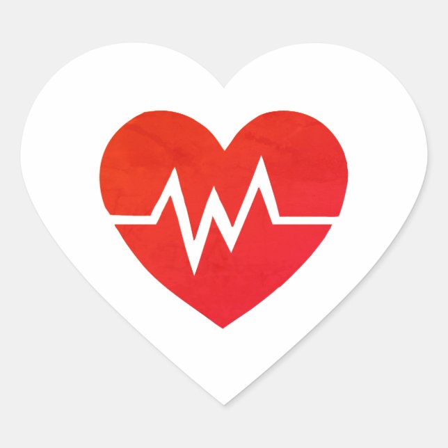 Red Medical EKG Heart Stickers (Front)