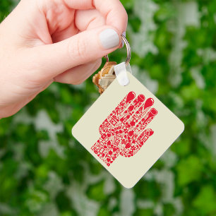 Red Medical Hand Symbol Healthcare Key Ring