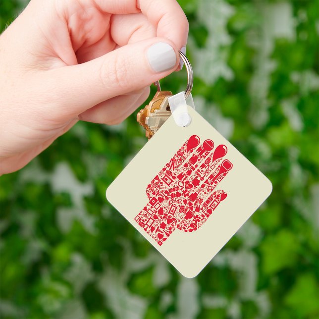 Red Medical Hand Symbol Healthcare Key Ring (Creator Uploaded)