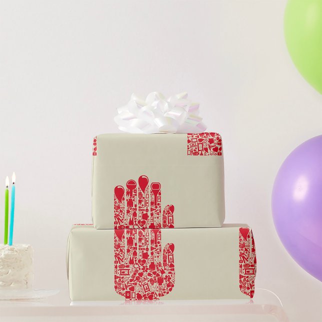 Red Medical Hand Symbol Healthcare Wrapping Paper (Creator Uploaded)