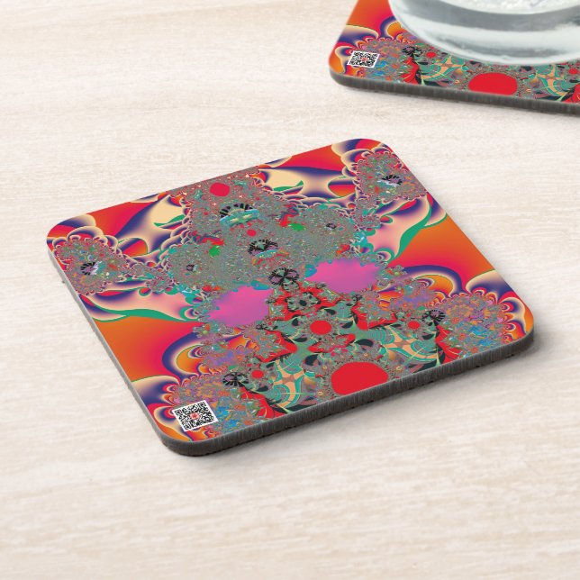Red Meditation Fractal Abstract Art Coaster (Left Side)